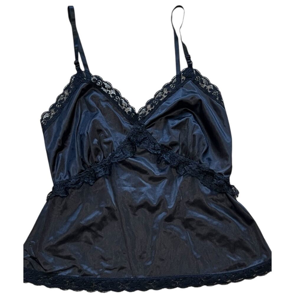 Vintage Lady Manhattan Black Lace Trimmed Camisole Cami Women's M 32 Bust